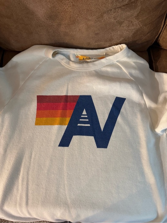 Aviator Nation Tops - Aviator Nation Adult Antique White Retro Stripe Logo Sweatshirt